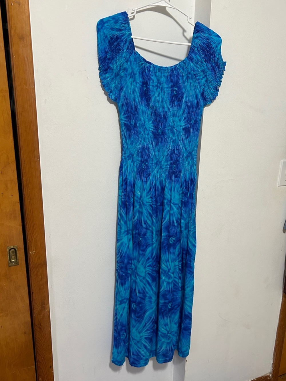 Blue Tie-Dye Maxi Dress - Casual Women's Dress